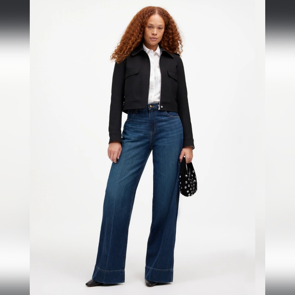 Madewell Dark Blue High-Rise Wide-Leg Jeans
